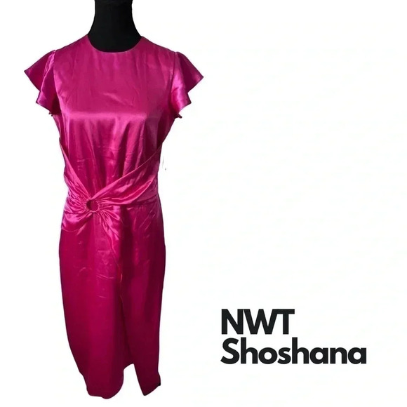 Shoshanna Dresses & Skirts - NWT | Shoshanna | Quinn Satin Jacquard Midi Dress in Raspberry |  Size 6